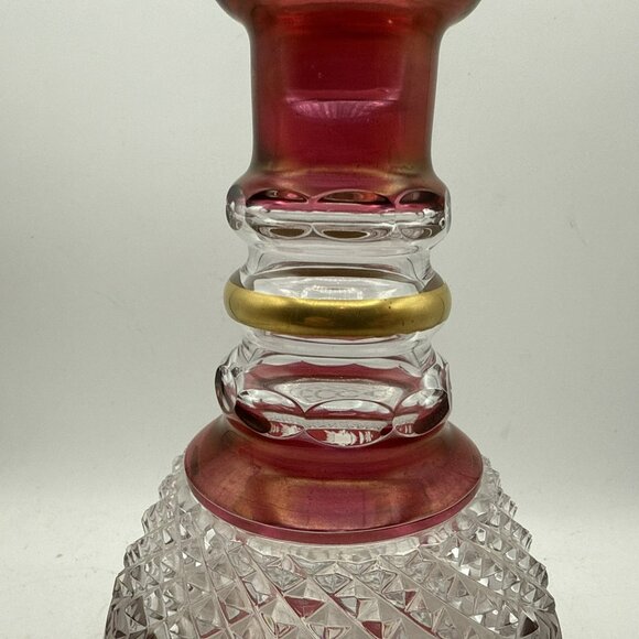 Red Ruby Bohemian Decanter with Stopper Vintage - Picture 5 of 12